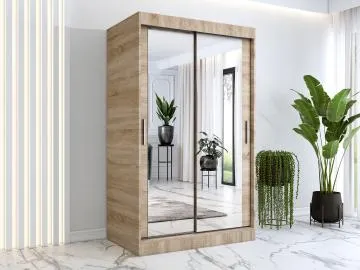 Szafa przesuwna MODUO COMFORT 120 dąb sonoma z dwoma lustrami