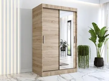 Szafa przesuwna MODUO COMFORT 120 dąb sonoma z lustrem po prawej