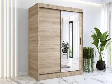 Szafa przesuwna MODUO COMFORT 150 dąb sonoma z lustrem po prawej