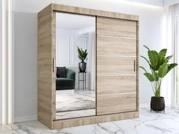 Szafa przesuwna MODUO COMFORT 3 180 dąb sonoma z lustrem