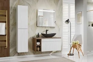 Szafka pod umywalkę nablatową ICONIC WHITE 80cm zestaw z blatem