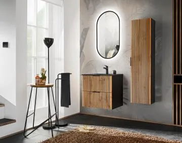 Szafka pod umywalkę XILO BLACK WOTAN 82 60cm czarna/dąb