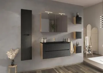 Szafka pod umywalkę LUXOR BLACK 82-90-2S 90cm dąb olejowany/czarna