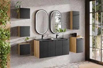 Szafka łazienkowa LUXOR BLACK 83-35-1D 35cm dąb olejowany/czarna