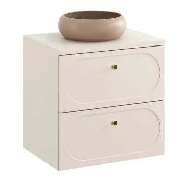 Szafka pod umywalkę DONNA SAND 2S 60cm beż piaskowy z umywalką nablatową WIKI