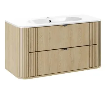 Szafka pod umywalkę OVALIA CREMONA 2S 100cm dąb cremona z umywalką wpuszczaną PURE