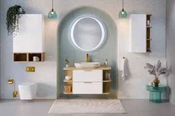 Szafka łazienkowa ASTER WHITE 1D 30cm biały mat/dąb cremona zestaw z półką
