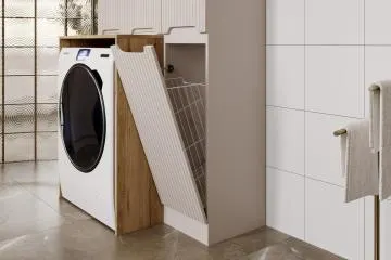 Szafka łazienkowa NOVA CASHMERE 1D1K 35cm kaszmirowa z koszem na pranie