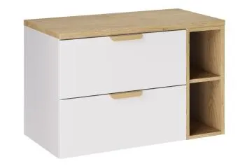 Szafka pod umywalkę nablatową ASTER WHITE 60cm biały mat - zestaw 80cm z blatem i regałem 20cm