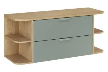 Szafka pod umywalkę nablatową ASTER GREEN 80cm zielony mat - zestaw 120cm z blatem i 2x regał