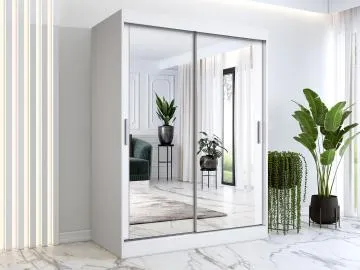 Szafa przesuwna MODUO COMFORT 150 biała mat z dwoma lustrami