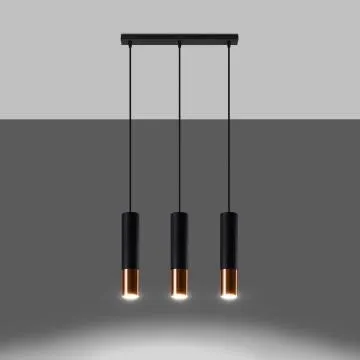 Lampa wisząca LOOPEZ 3L czarna/miedź