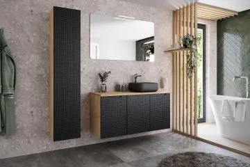 Szafka łazienkowa LUXOR BLACK 80-01-1D 35cm dąb olejowany/czarna