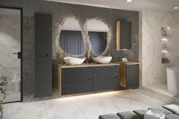 Szafka pod umywalkę OCEAN BLACK 82-80-2S 80cm dąb olejowany/czarna