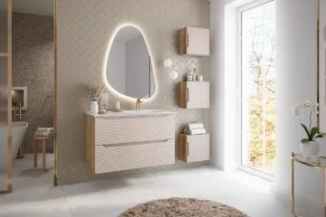 Szafka pod umywalkę OCEAN BEIGE 82-90-2S 90cm dąb olejowany/beżowa