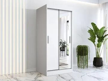 Szafa przesuwna MODUO COMFORT 90 biała mat z lustrem po prawej