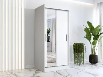 Szafa przesuwna MODUO COMFORT 90 biała mat z lustrem po lewej