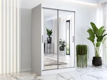 Szafa przesuwna MODUO COMFORT 120 biała mat z dwoma lustrami