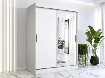 Szafa przesuwna MODUO COMFORT 150 biała mat z lustrem po prawej