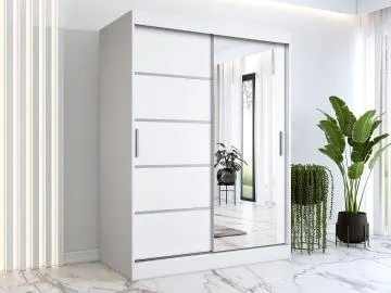 Szafa przesuwna MODUO COMFORT 2 150 biała mat z lustrem 