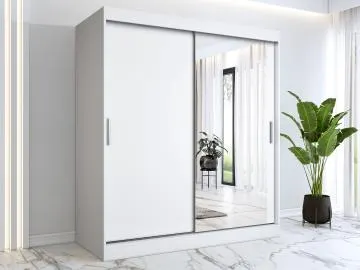 Szafa przesuwna MODUO COMFORT 180 biała mat z lustrem po prawej