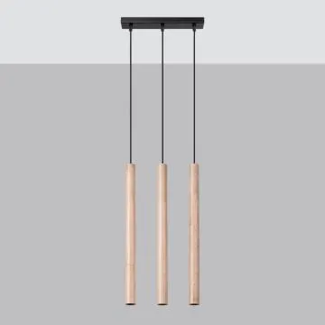 Lampa wisząca PASTELO 3L drewniana