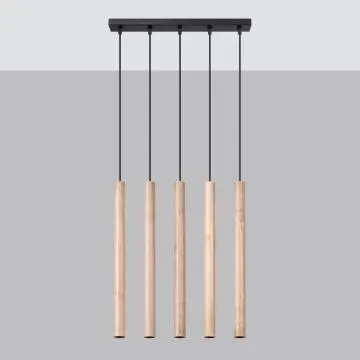 Lampa wisząca PASTELO 5L drewniana