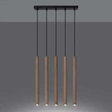 Lampa wisząca PASTELO 5L drewniana