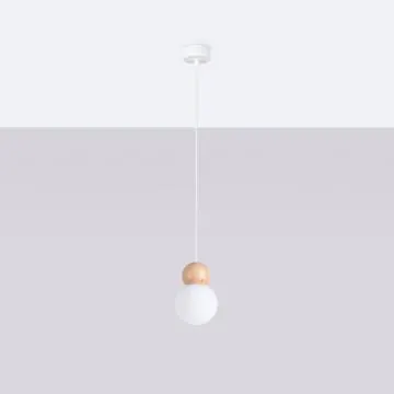 Lampa wisząca PEKKA 1 biała/naturalne drewno