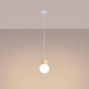 Lampa wisząca PEKKA 1 biała/naturalne drewno