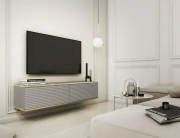 Szafka RTV KARL 3D 135cm wisząca/stojąca szary mat 