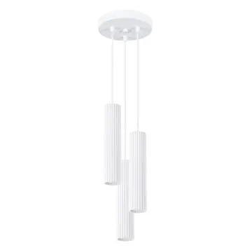 Lampa wisząca KARBON 3P biała ryflowana