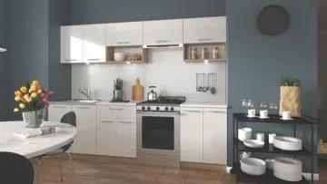 Zestaw mebli kuchennych VIOLA 260 biały połysk/dąb sonoma