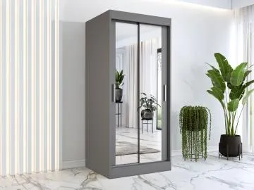 Szafa przesuwna MODUO COMFORT 90 antracyt z dwoma lustrami