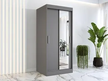 Szafa przesuwna MODUO COMFORT 90 antracyt z lustrem po prawej