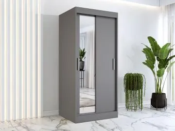 Szafa przesuwna MODUO COMFORT 90 antracyt z lustrem po lewej