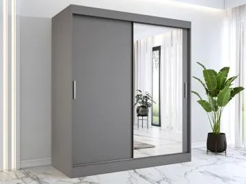 Szafa przesuwna MODUO COMFORT 180 antracyt z lustrem po prawej