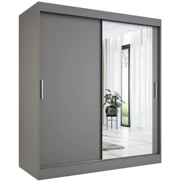 Szafa przesuwna MODUO COMFORT 180 antracyt z lustrem po prawej