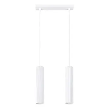 Lampa wisząca KARBON 2 biała ryflowana
