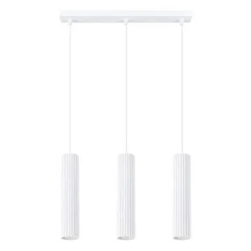 Lampa wisząca KARBON 3L biała ryflowana