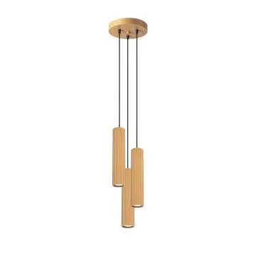Lampa wisząca KARBON 3P złota ryflowana