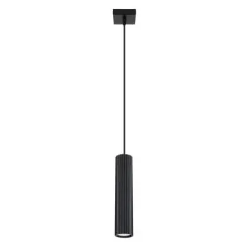 Lampa wisząca KARBON 1 czarna ryflowana