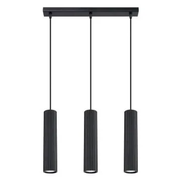 Lampa wisząca KARBON 3L czarna ryflowana
