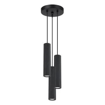 Lampa wisząca KARBON 3P czarna ryflowana