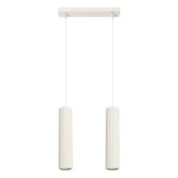 Lampa wisząca KARBON 2 beżowa ryflowana