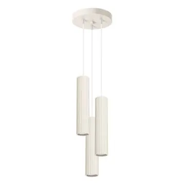 Lampa wisząca KARBON 3P beżowa ryflowana