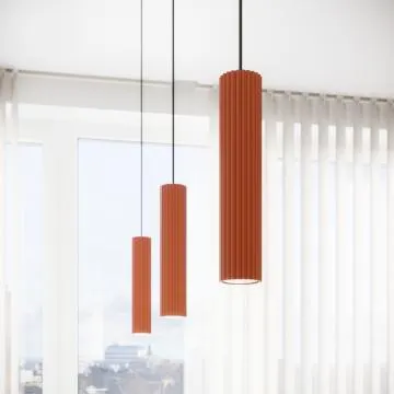 Lampa wisząca KARBON 1 ochra czerwona ryflowana