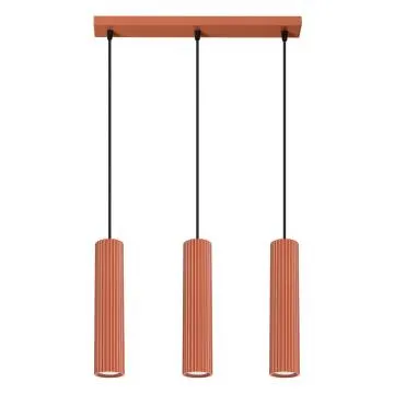 Lampa wisząca KARBON 3L ochra czerwona ryflowana