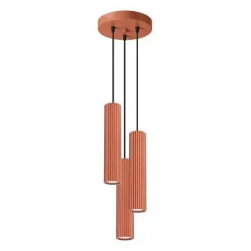 Lampa wisząca KARBON 3P ochra czerwona ryflowana