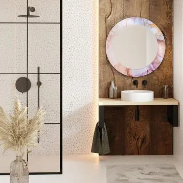 Lustro okrągłe MORENA PINK MARBLE 100cm różowe